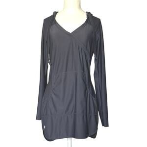 Athleta Wick It Wader Hooded Swim Coverup Dress XS Beachy Coastal Cruise